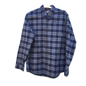Eddie Bauer Men’s Size Large Blue Plaid Flannel Button Down Shirt